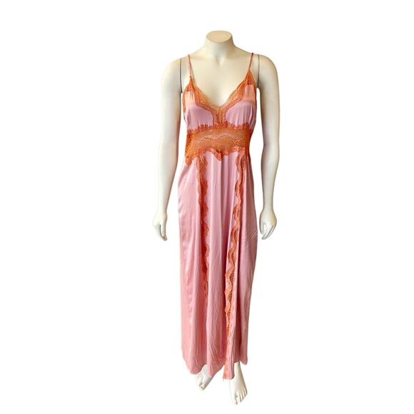 Victoria’s Secret Pink and Orange Lace Long Robe and Slip Set Large/XL - Picture 15 of 16